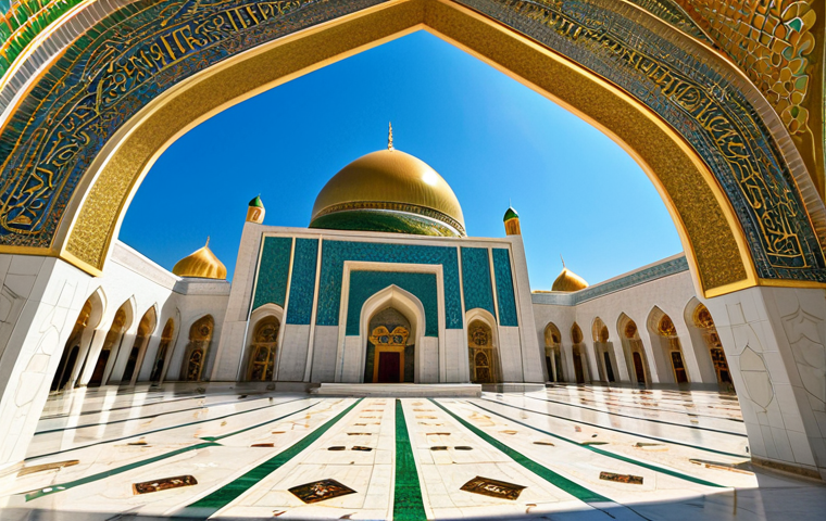 **
Prompt: "Turkmenbashi Ruhy Mosque, Kipchak, Turkmenistan. Grand scale mosque, gold-leafed dome gleaming in sunlight, intricate mosaics, calligraphic inscriptions. Architectural photography, wide angle, clear blue sky. Evoke spiritual grandeur and cultural significance. High detail, 8k resolution."
**