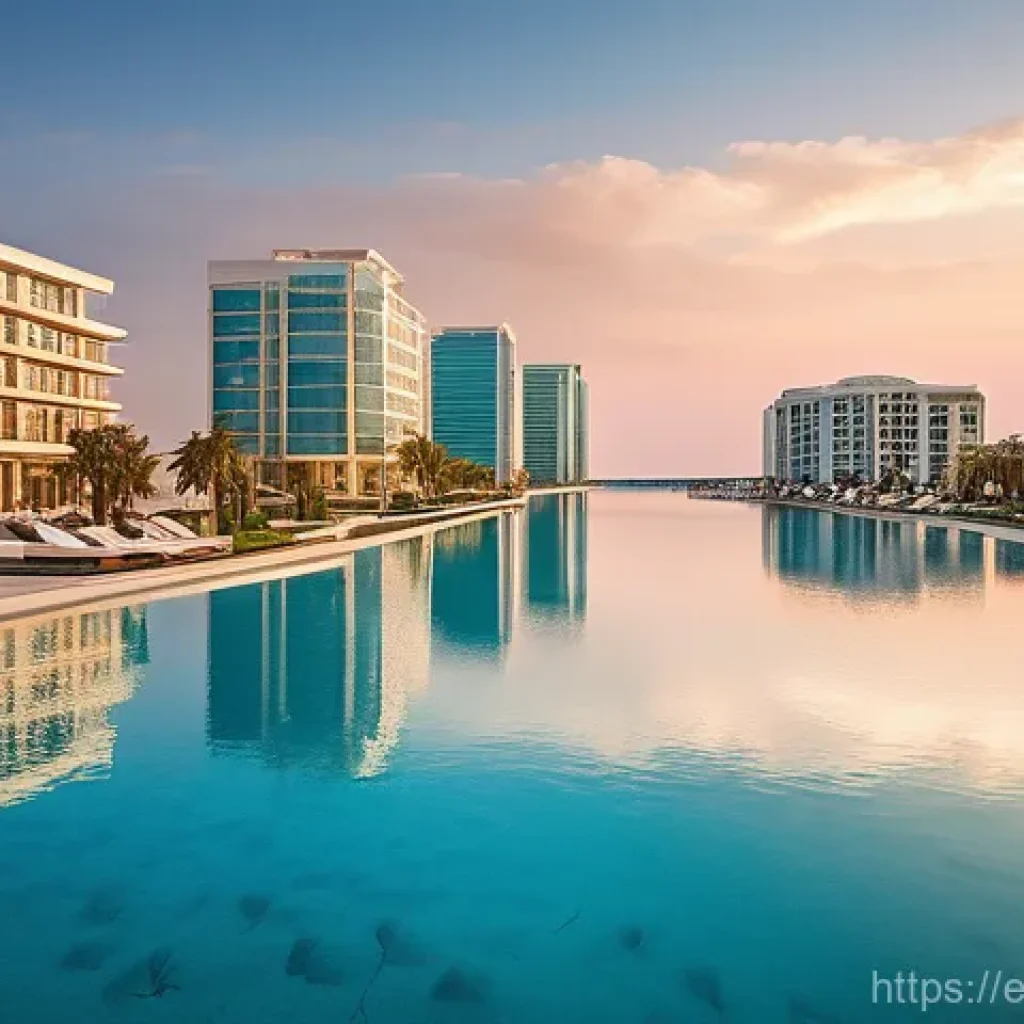 투르크메니스탄의 해안선 탐방 - **Awaza's Future Oasis**: A high-angle shot capturing the ambitious resort city of Awaza on the Casp...