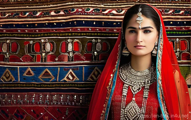 투르크메니스탄 전통 결혼식 - **A Turkmen Bride in Traditional Splendor:**
A young Turkmen bride stands gracefully, dressed in...