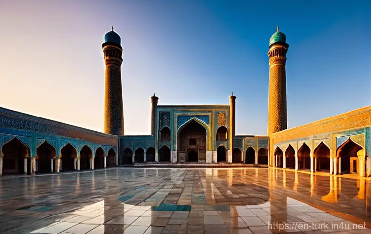 투르크메니스탄과 우즈베키스탄 비교 - **Prompt:** A majestic, wide-angle shot of Registan Square in Samarkand, Uzbekistan, at sunset. The ...