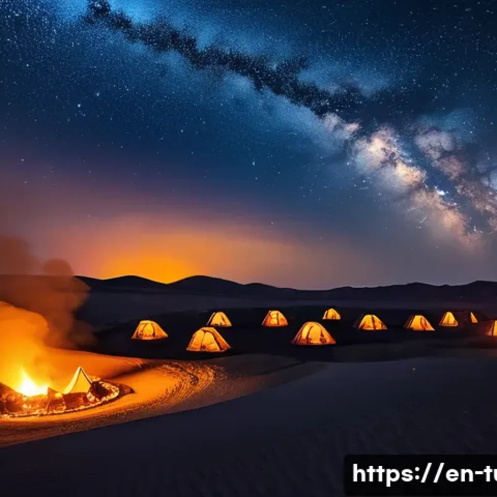 투르크메니스탄의 명소와 탐방로 - A dramatic nighttime scene of the Darvaza Gas Crater in Turkmenistan’s Karakum Desert, glowing inten...