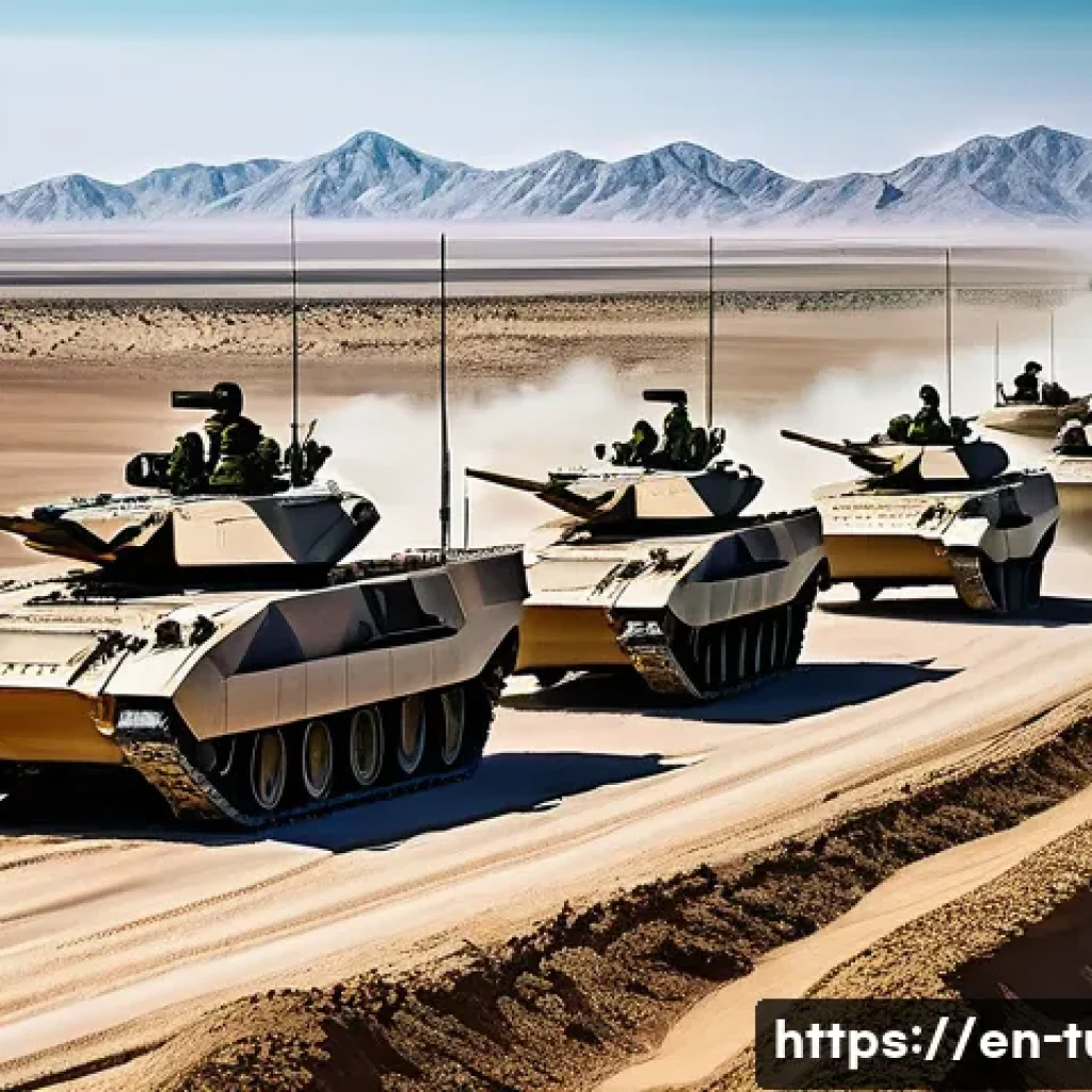 투르크메니스탄 군사 및 방위 - A detailed, realistic military scene depicting Turkmenistan’s modernized armed forces in action alon...