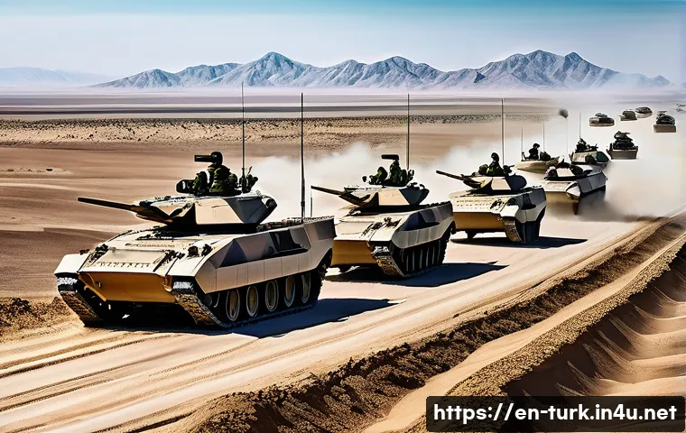 투르크메니스탄 군사 및 방위 - A detailed, realistic military scene depicting Turkmenistan’s modernized armed forces in action alon...